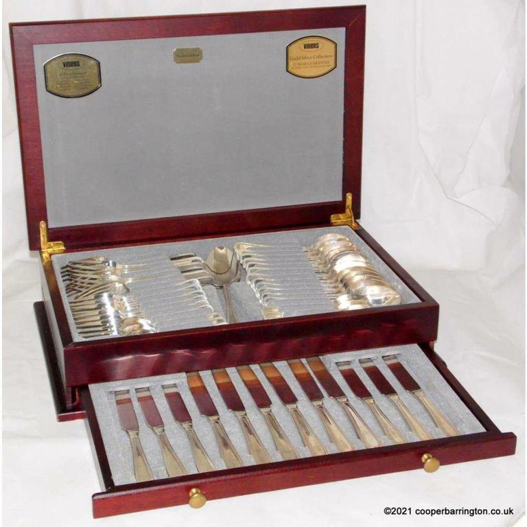 Viners 44-Piece Silver-Plated Cutlery Set in Traditional Bead Pattern