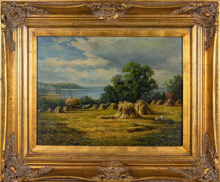 R. Rose  Haymaking  19th Century Impressionist Landscape