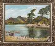 Beatrice Walker, A Loch/Lake Scene with a Rowing Boat and Mountains