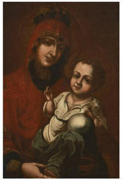 18th Century Oil Paintin - 'Early Madonna and Child'