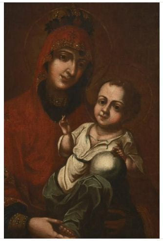 18th Century Oil Paintin - 'Early Madonna and Child'