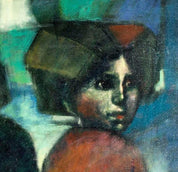 Angel Cestac, Composition with Portraits - Late 20th Century Oil on Canvas