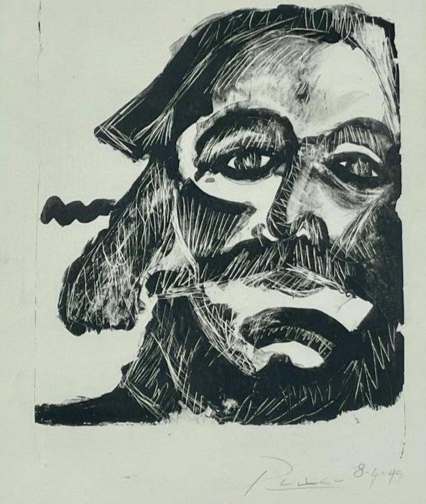 Pablo Picasso 'Portrait Etching' Hand-Signed and Dated From 1945