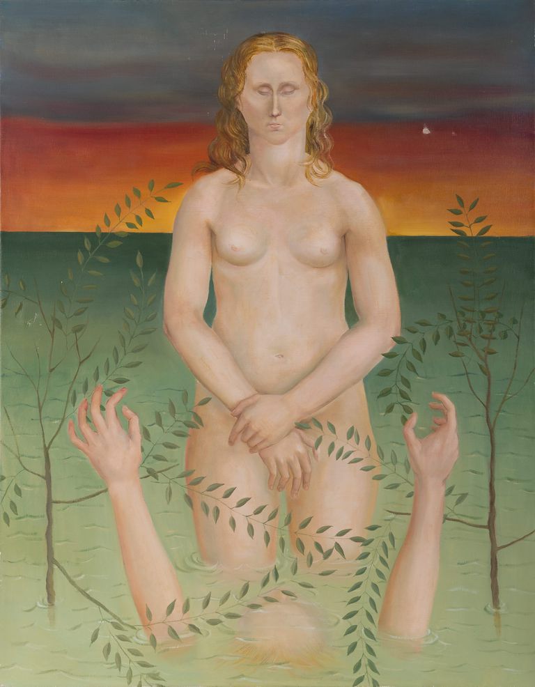 Surrealist Oil on Canvas Female Nude Painting