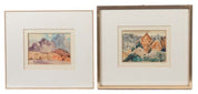 Set of Two Framed Watercolour "Mediterranean landscape views" by Richard Gessner