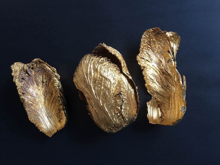 A golden silkworm sheds its shell and opens a hundred riches