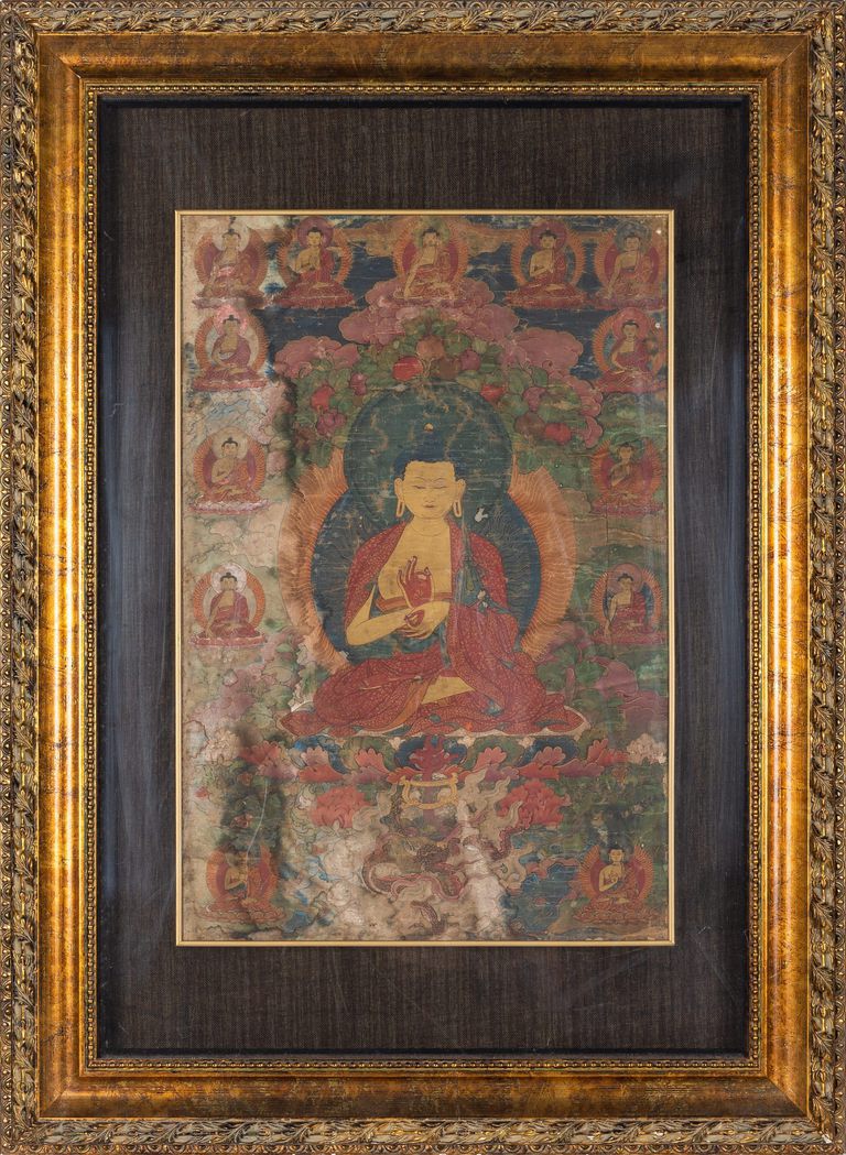 Cotton Woven Buddha Sakyamuni Tempera Thangka
