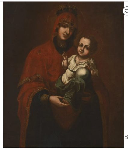 18th Century Oil Paintin - 'Early Madonna and Child'