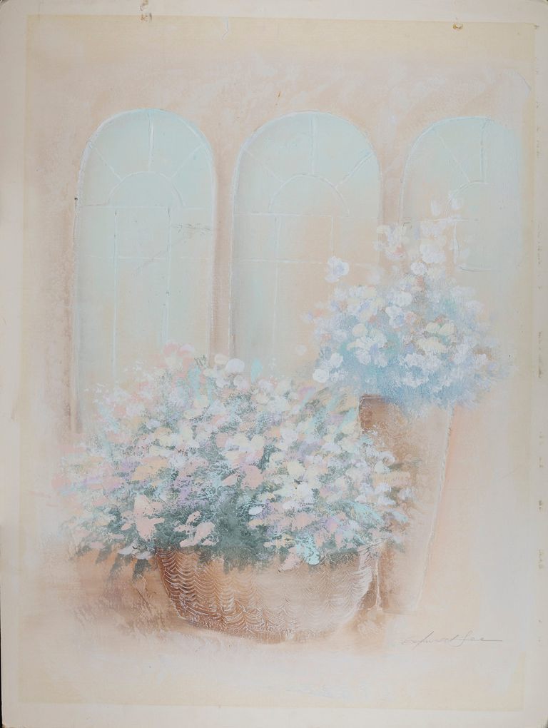 Vintage Modernist Floral Painting - Magnolias