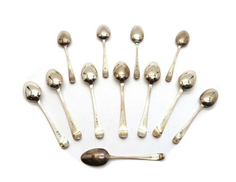 Elegant Set of Six George III Silver Old English Teaspoons - 1782 & 1800