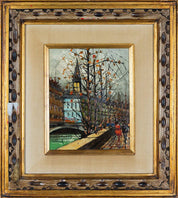 Oil Painting Paris Framed Street Scene "A Stroll Along the Seine" by Callard