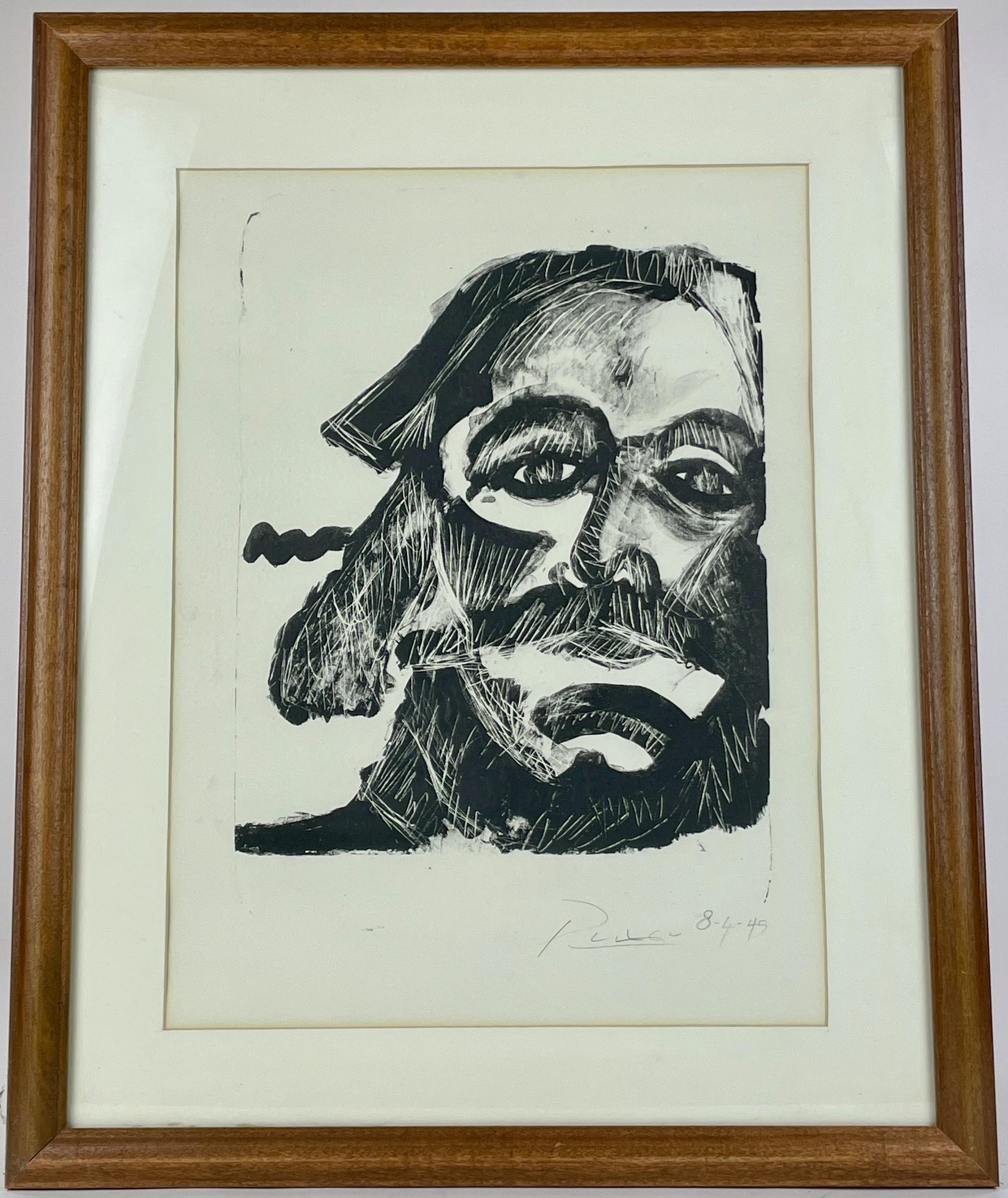 Pablo Picasso 'Portrait Etching' Hand-Signed and Dated From 1945