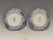 Pair of Chinese Blue and White Plates with Dragon Motif