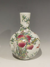 Large Chinese Peach Bloom Bottle Vase