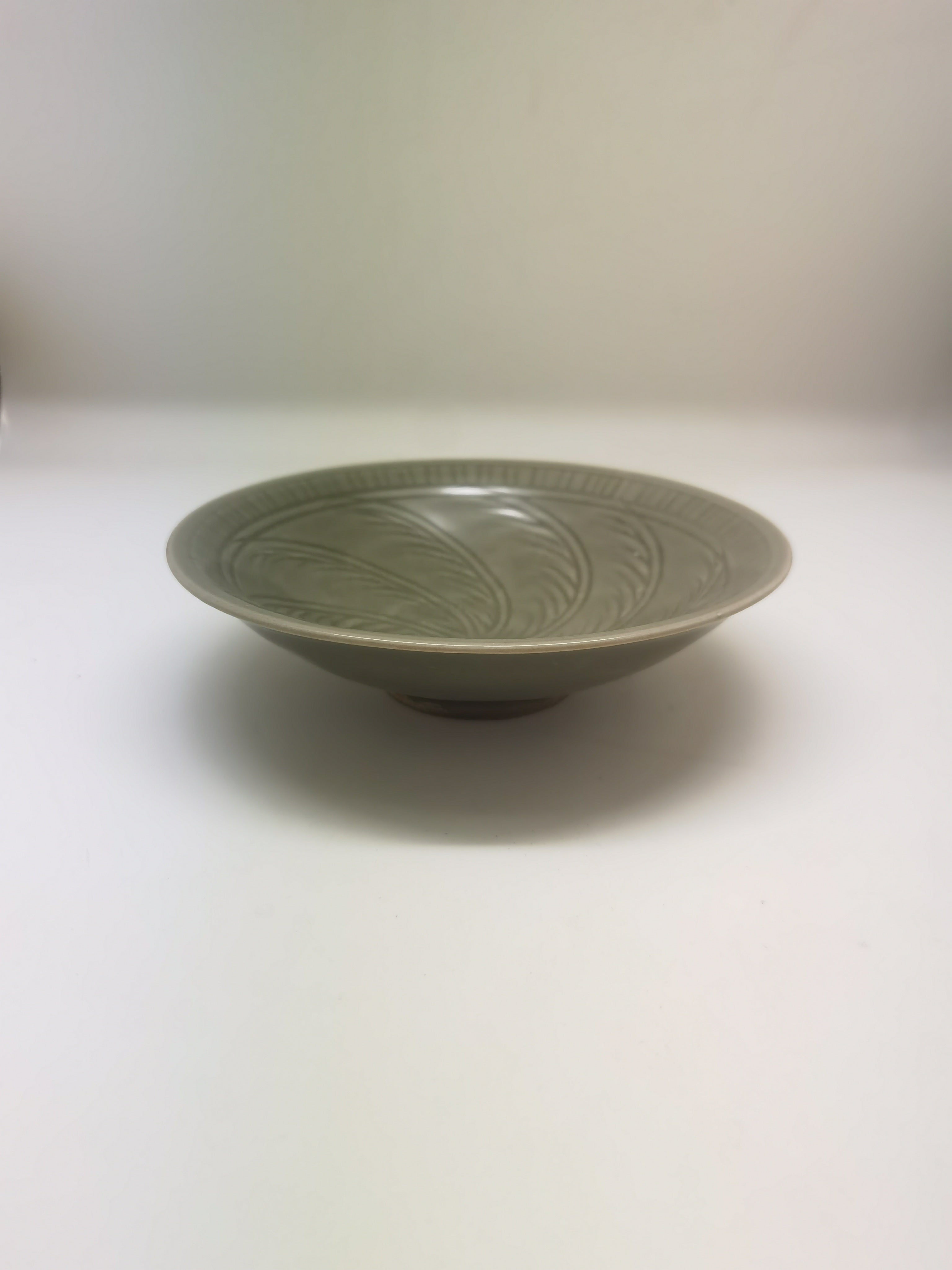 Dark Green Longquan Style Celadon Conical Bowl