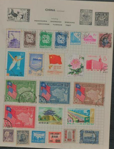 14 Pages of World Stamps – United States, China, Iraq, Japan, Saudi Arabia