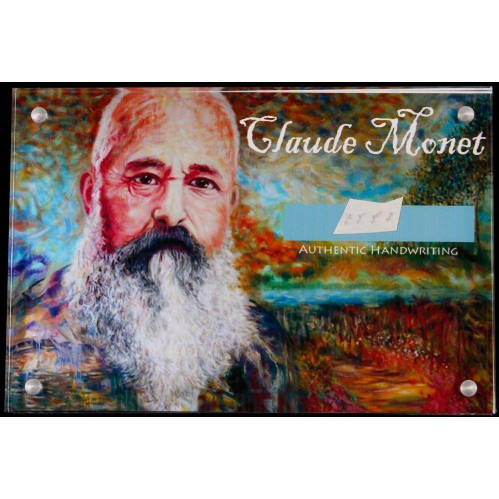 Claude Monet Authentic Hand-Written Word Cut - Collectible in Acrylic Display