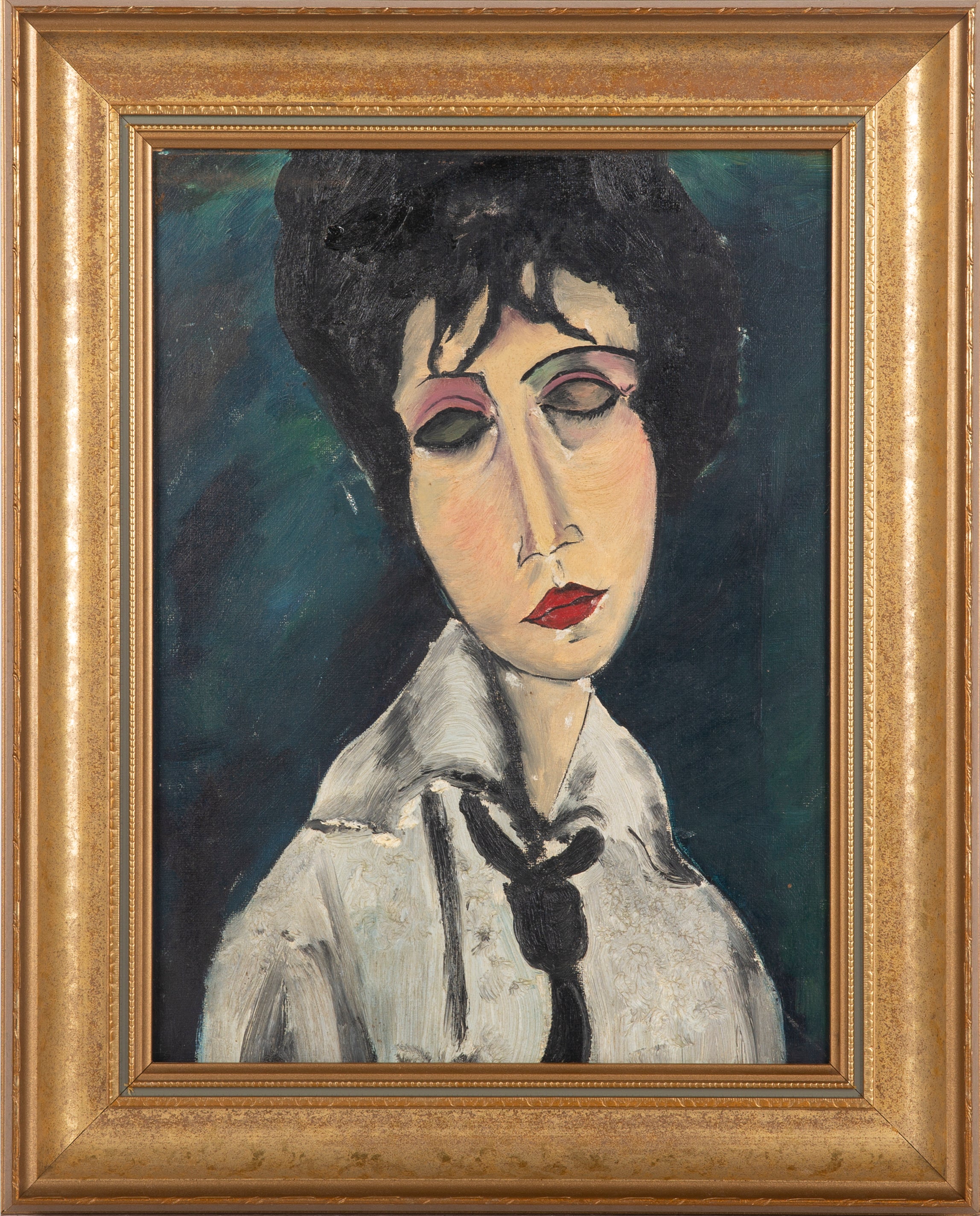 After Amedeo Modigliani - Portrait of a Woman in a Black Tie