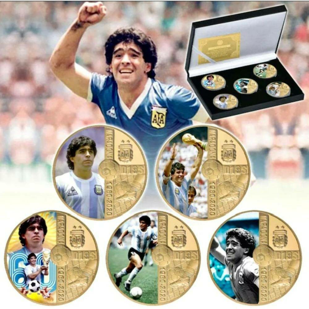 Diego Maradona Gold Coin Set - Argentina Soccer Legend - 5 Clad Gold Coins