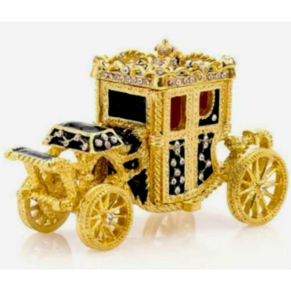 Gorgeous FABERGE Enamel Cinderella Carriage Trinket Box - Beautifully Crafted