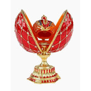 Stunning Faberge-Inspired Jeweled and Enameled Egg with Magnetic Coronation Crown