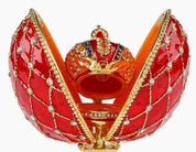 Stunning Faberge-Inspired Jeweled and Enameled Egg with Magnetic Coronation Crown