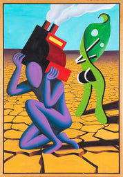 MARK KOSTABI ''TWO FIGURES 1991'' ACRYLIC ON CANVAS