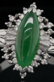 2.20ct Jade, 0.60ctw Diamond, and Solid Platinum Ring