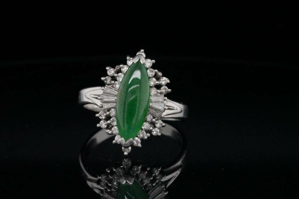 2.20ct Jade, 0.60ctw Diamond, and Solid Platinum Ring