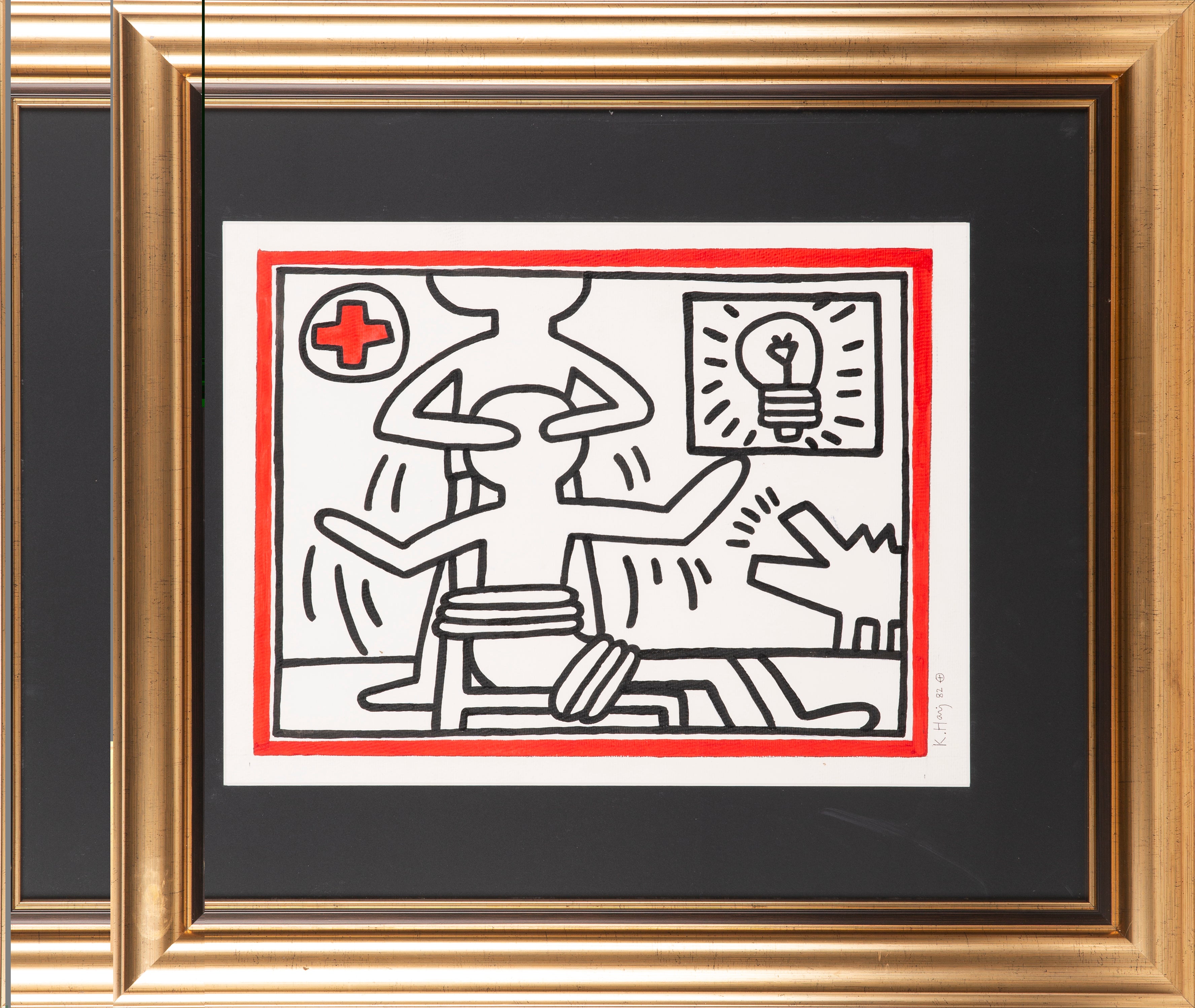 Dynamic Drawing in Black by Keith Haring – "Untitled"