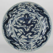 Chinese Blue and White Dragon Dish