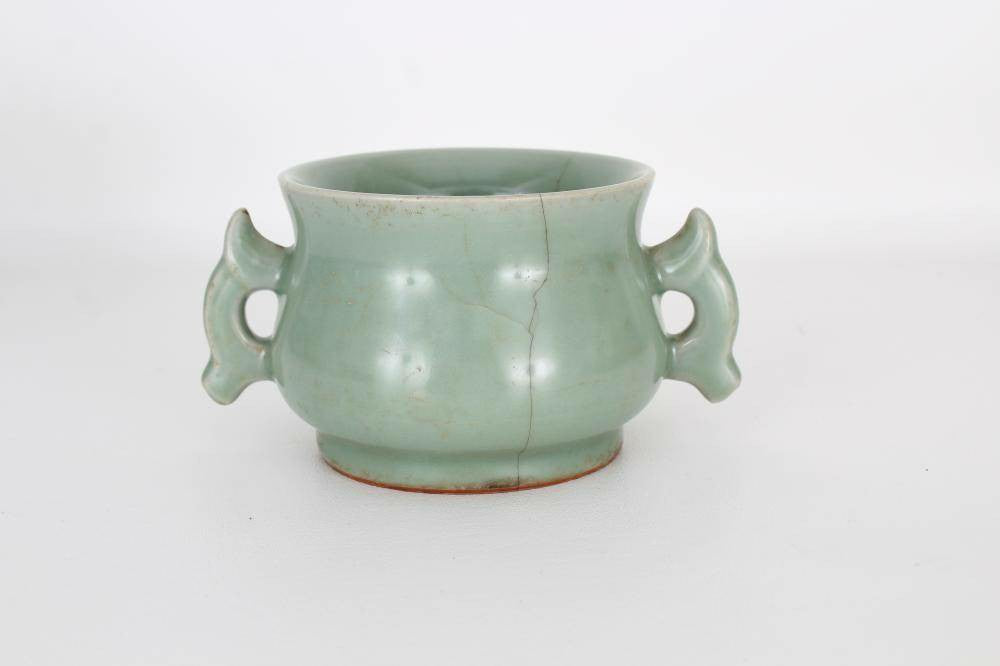 Chinese Longquan Twin Handled Celadon Censer&nbsp;