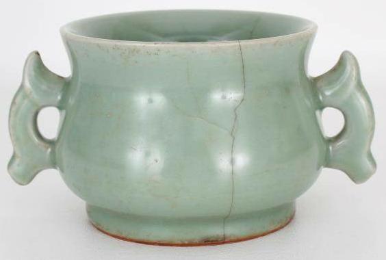 Chinese Longquan Twin Handled Celadon Censer&nbsp;