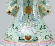 Chinese Porcelain Vase with Turquoise Glaze and Gold Accents