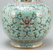 Chinese Porcelain Vase with Turquoise Glaze and Gold Accents