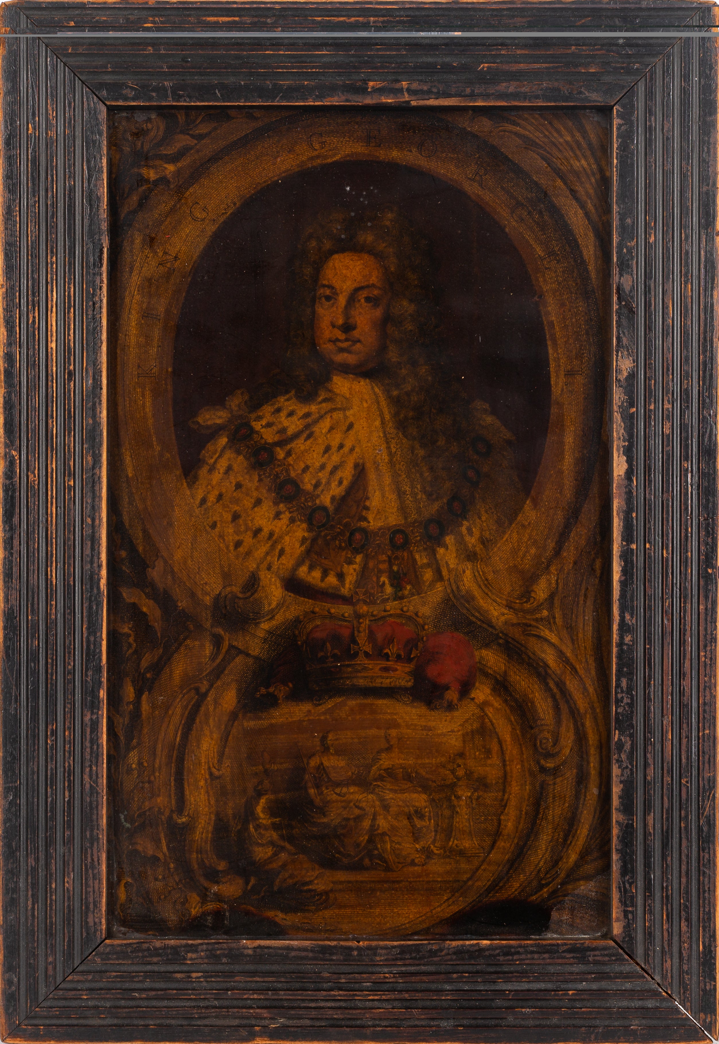 Early 19th Century Reverse Glass Print of King George I