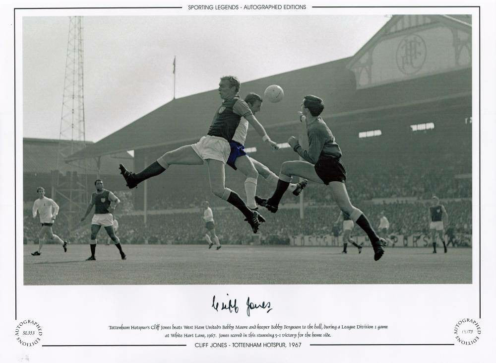 Cliff Jones Tottenham 12x16 Signed Colourised - Limited Edition Autograph