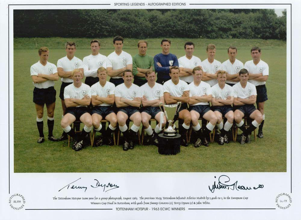 Terry Dyson, Jimmy Greaves, and Tottenham Hotspur Signed 12x16 Color Photo