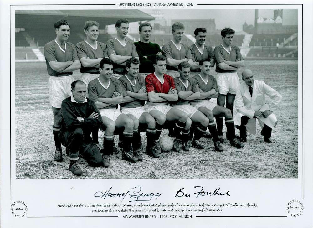 Harry Gregg and Bill Foulkes 12x16 Signed Limited Edition Colourised Photo