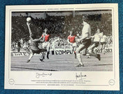 Jimmy Greenhoff & Lou Macari Signed 16x12 Photo - 1977 FA Cup Winning Goal