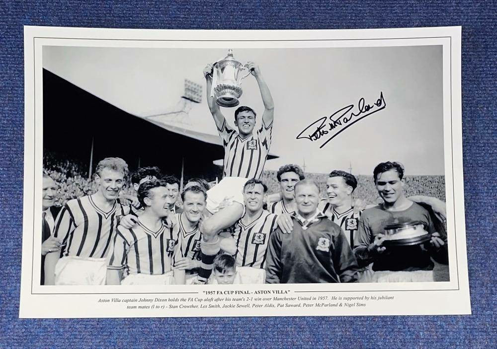 Peter McParland Signed 16x12 F.A. Cup Final 1957 Aston Villa Print