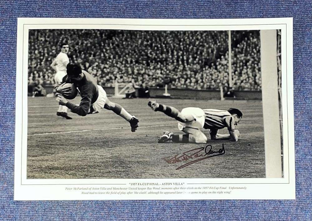 Rare 16x12 Signed Photo: Peter McParland - 1957 FA Cup Final Clash