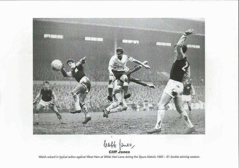 Cliff Jones signed - Tottenham's 1960-61 Double Win Season - Black & White Photo