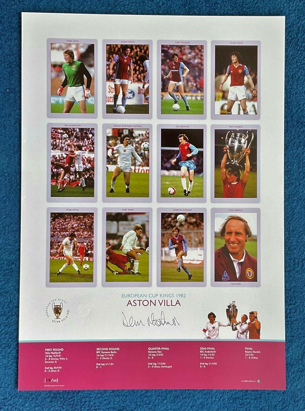 Exclusive 22x16 Dennis Mortimer Signed Euro Kings 1982 Aston Villa Print