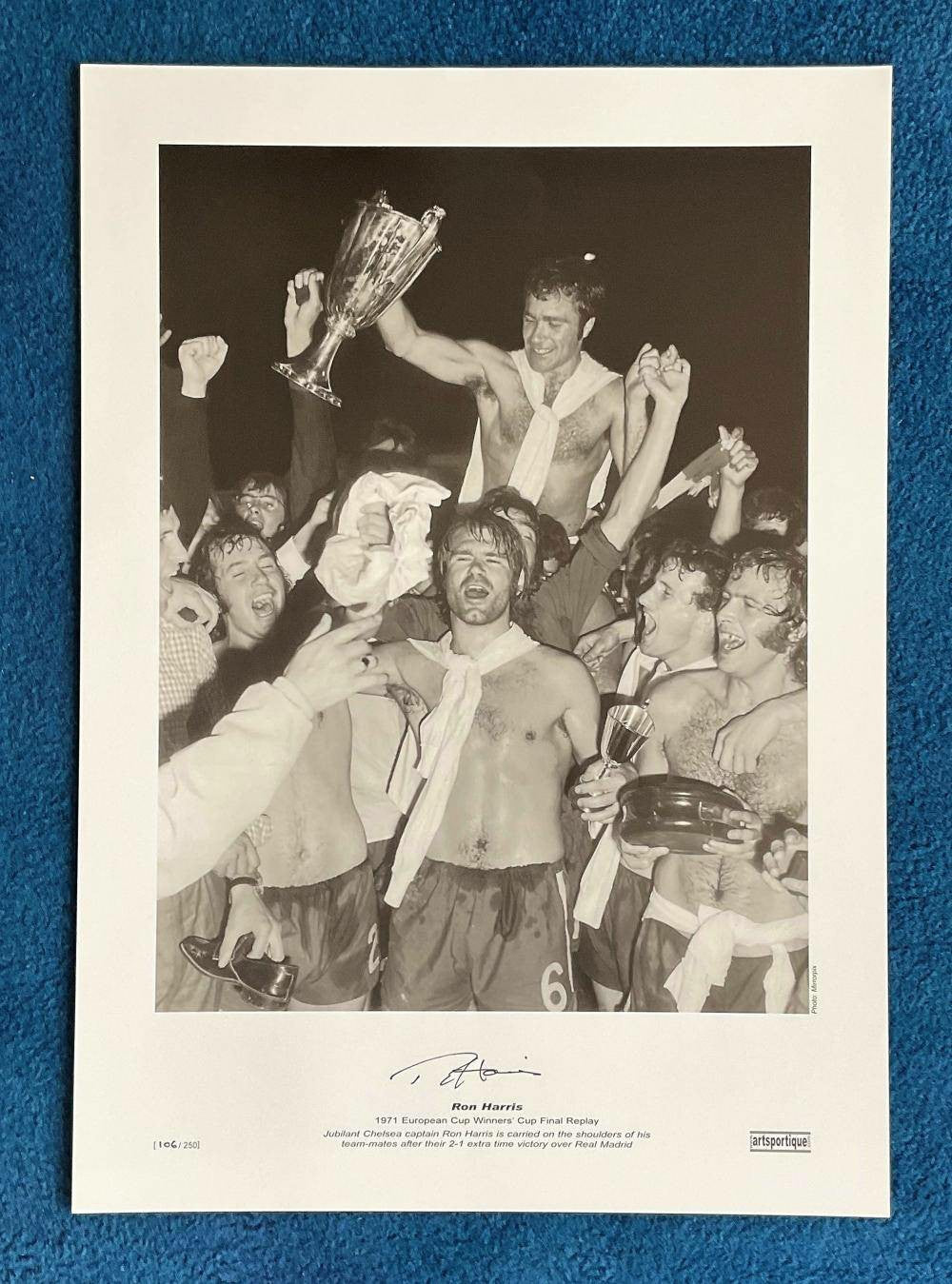 Ron Harris Signed 22x16 Print - 1971 UEFA Cup Winners' Cup Celebration