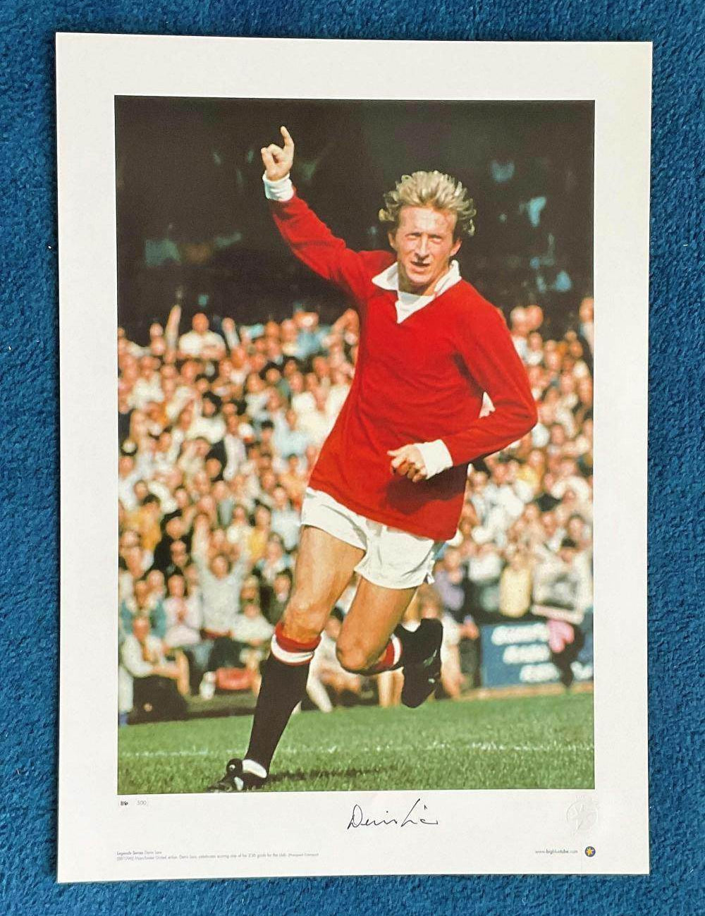 Denis Law Signed 22x16 Great Blue Tube Legend Print - Limited Edition 500