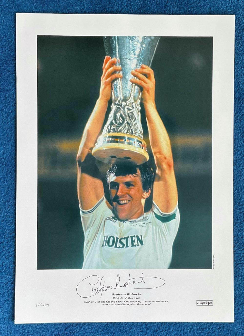 Graham Roberts Signed 22x16 Color Print - 1984 UEFA Cup Final Victory