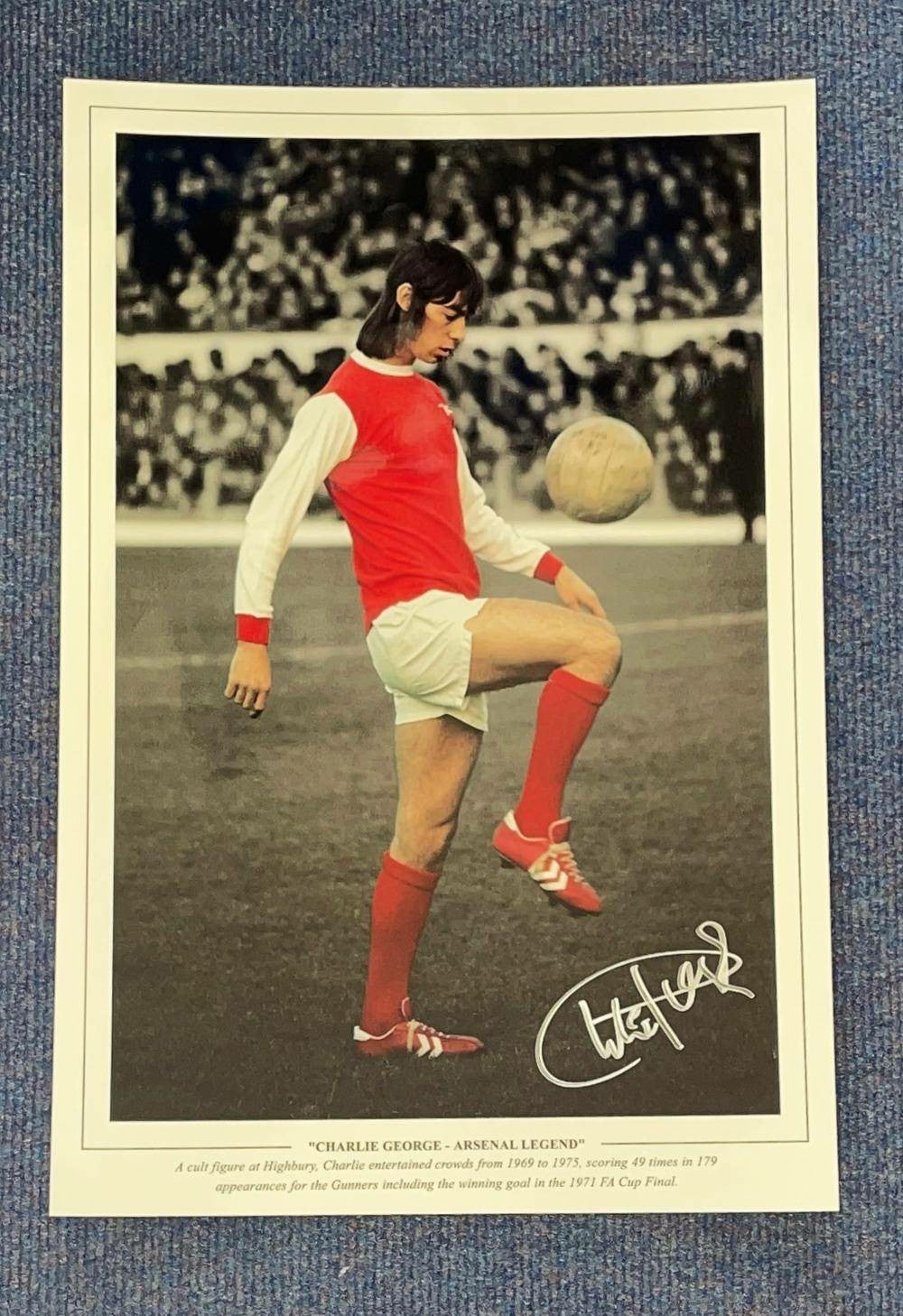 Charlie George Autographed 18x12 Photo - Iconic Moment in Arsenal History