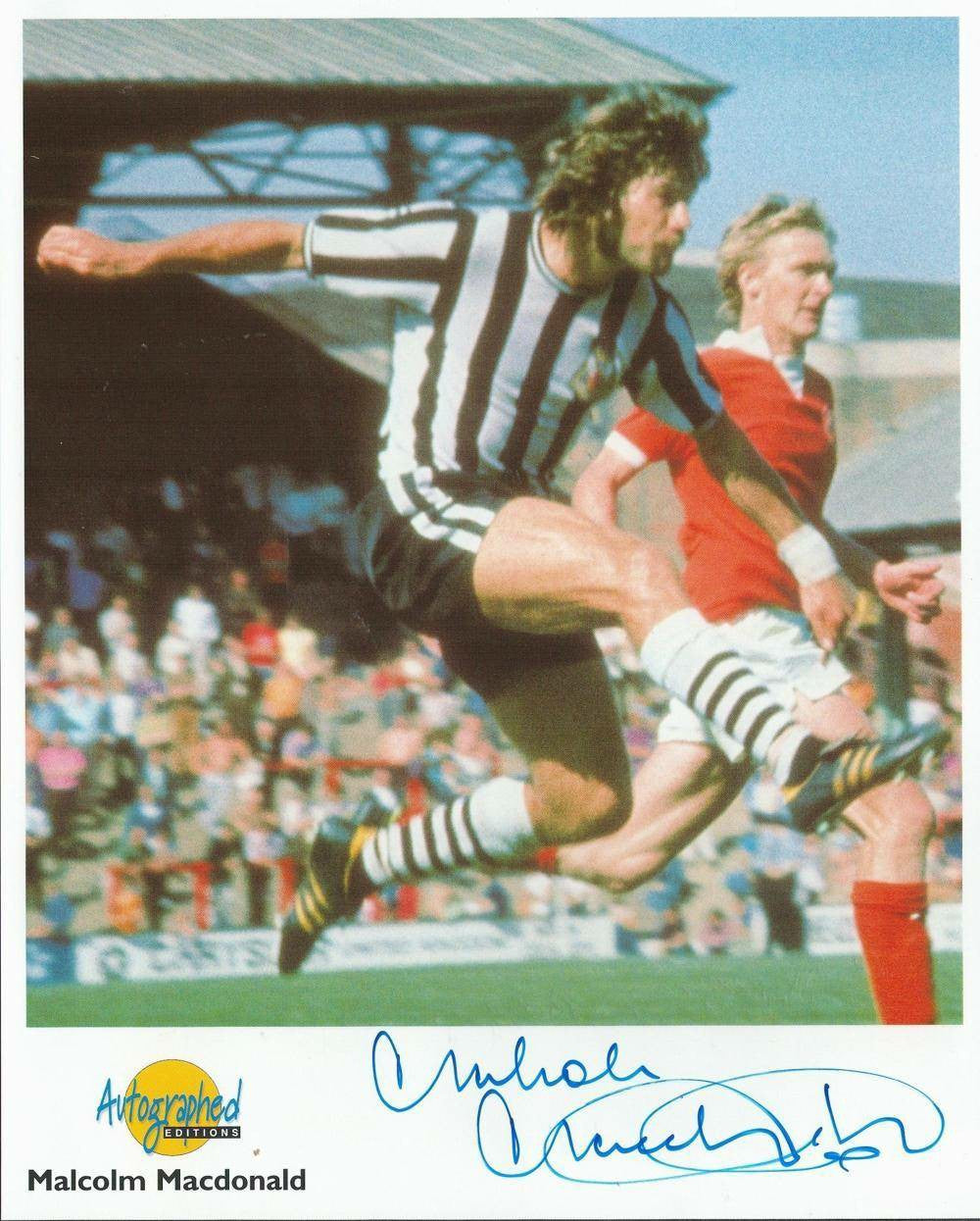 Malcolm McDonald Autographed 10x8 Photo Supermac in Action for Newcastle United