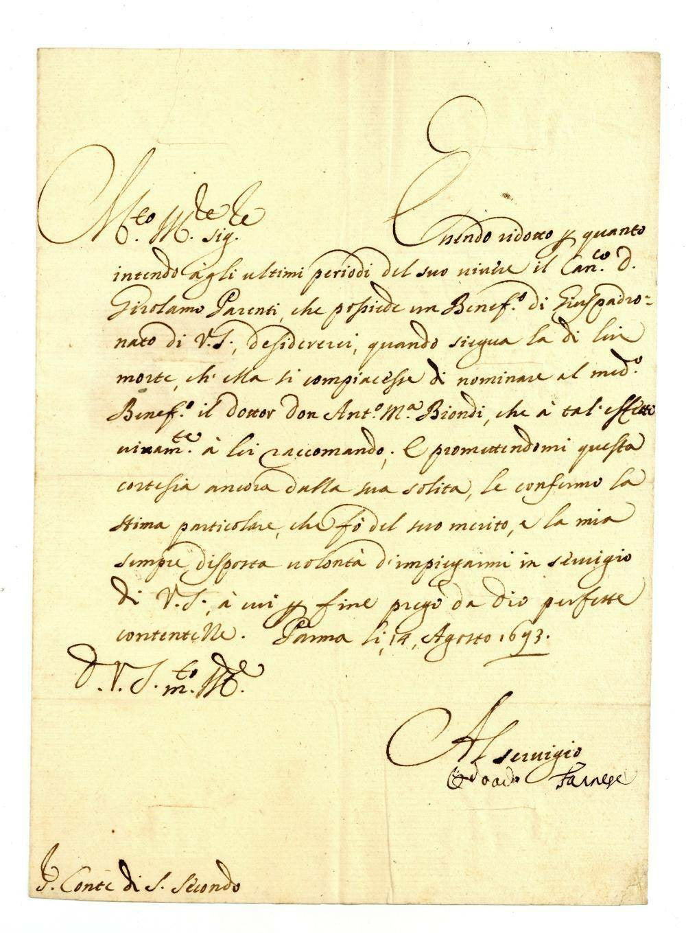 Historical Correspondence: Letters from Odoardo Farnese & Rinaldo d'Este